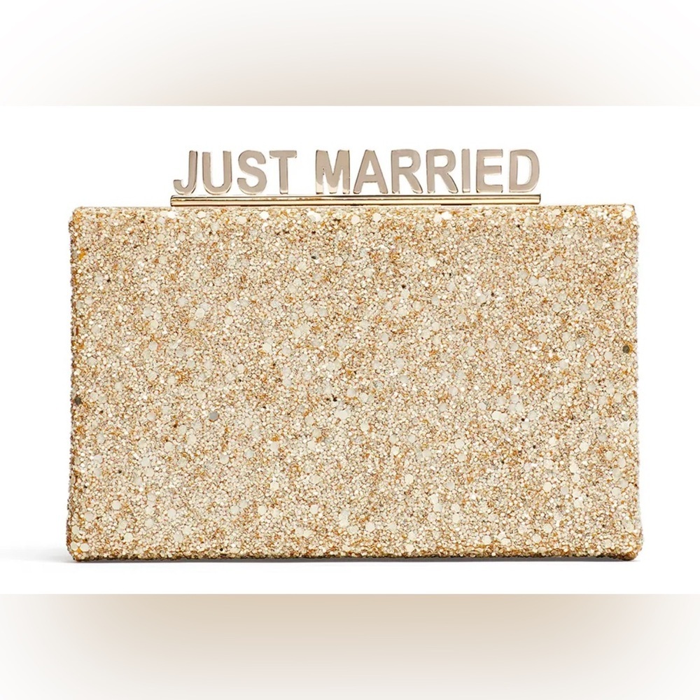 Kate Spade Wedding Belles Gold Just Married Clutch, Shoulder Bag Limited Edition